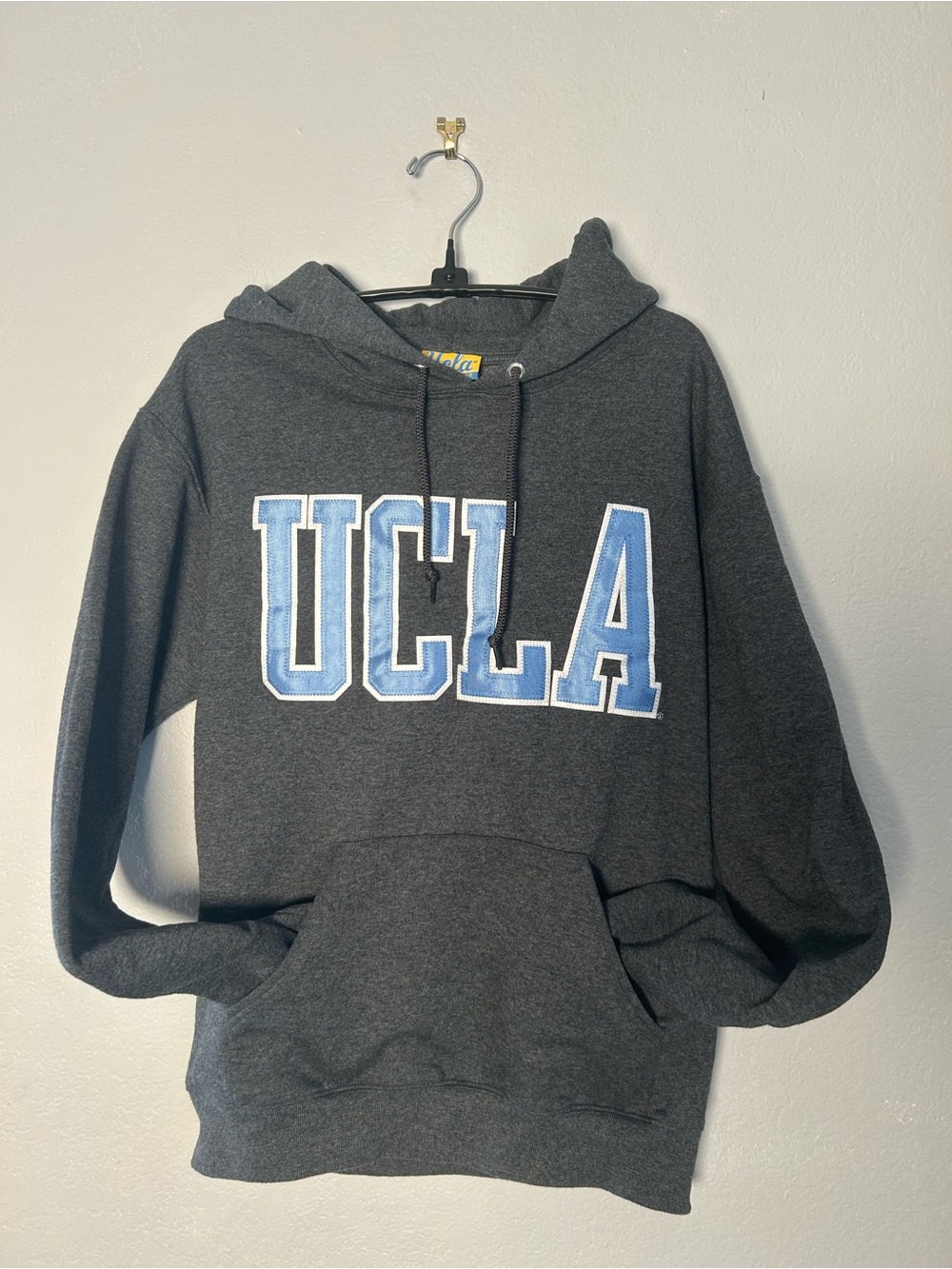 UCLA Charcoal Gray Pullover Hoodie classic blue lettering embroidered - Small